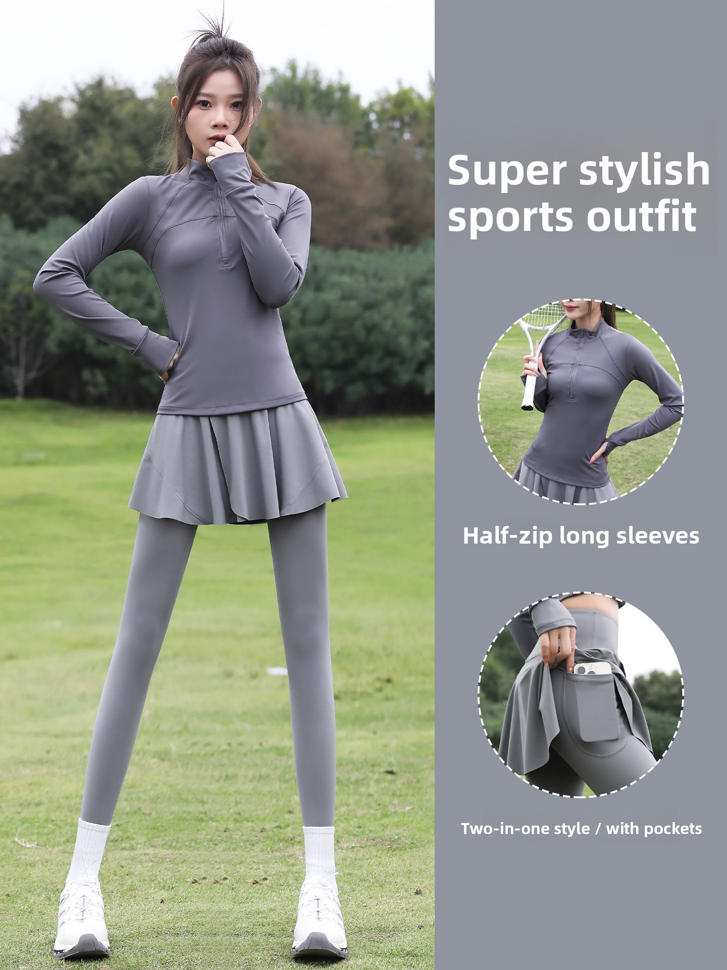 Badminton Online - Girls Fitn Clothing Set Long Sve