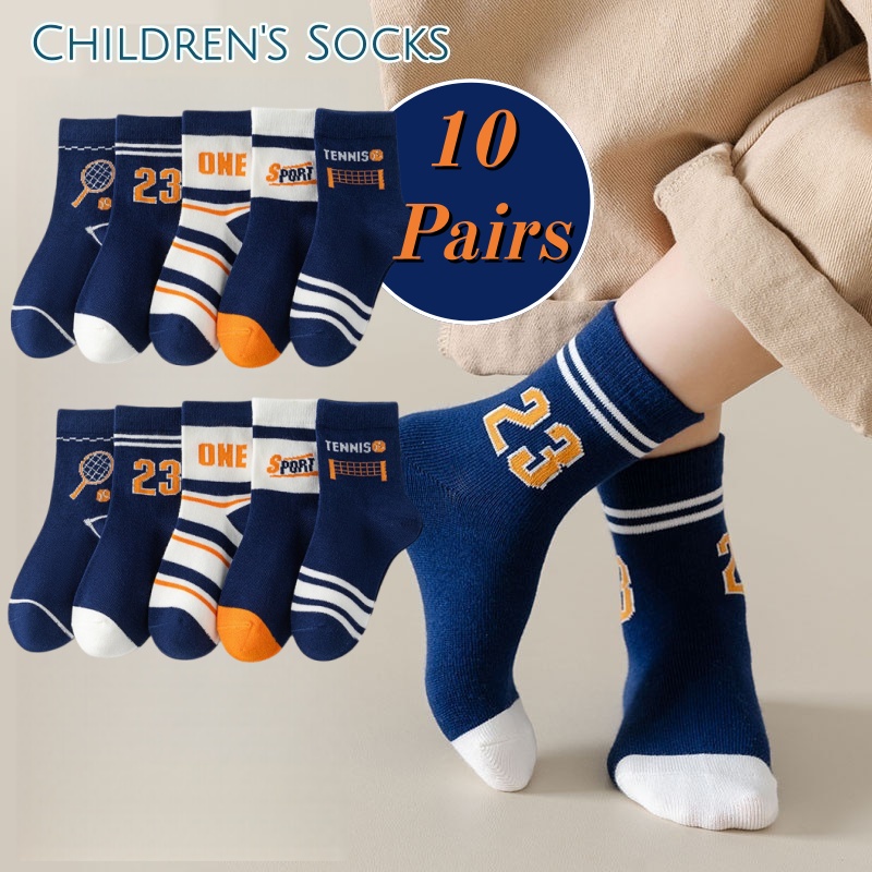 Ankle Support Badminton - 10 Pairs Boys Sports Crew Socks