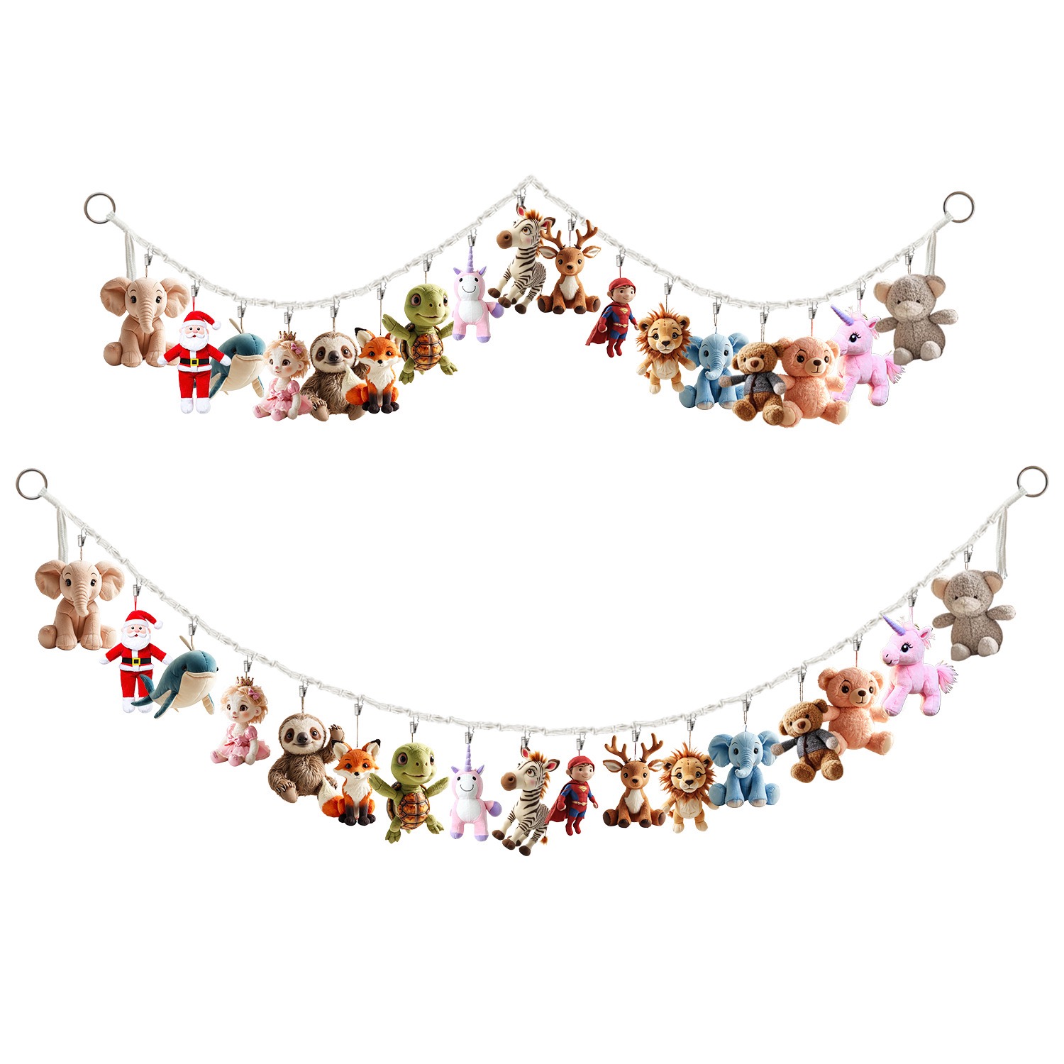 String Tension Clip - Cotton Plush Animal Storage Rope with